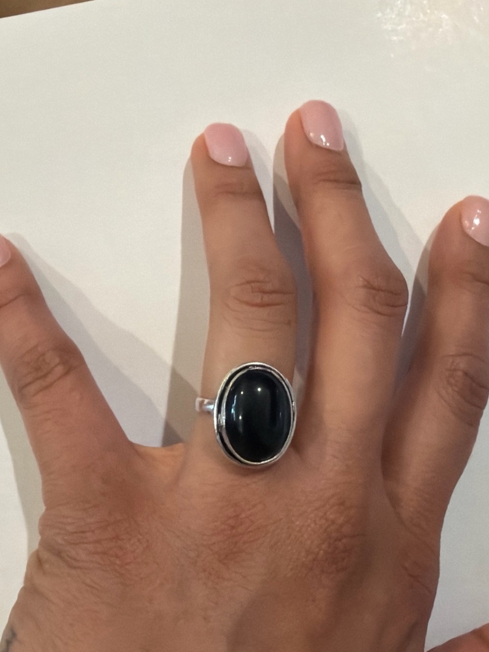 Sterling Silver Black Onyx Oval Ring